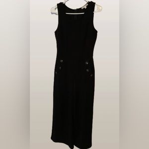 Wide leg dressy jumper, black w zipper back 3 brown buttons on each side pocket